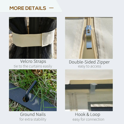 10'x10' Soft-Top Gazebo, Double Tier Roof, Mesh Curtains, Beige Gazebos at Gallery Canada