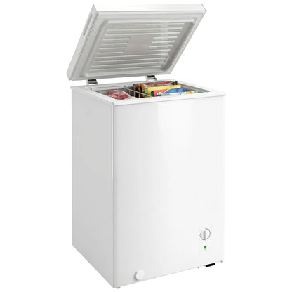 3.5 Cu.Ft Chest Freezer, Adjustable Thermostat, Wire Basket, White Small Kitchen Appliances at Gallery Canada