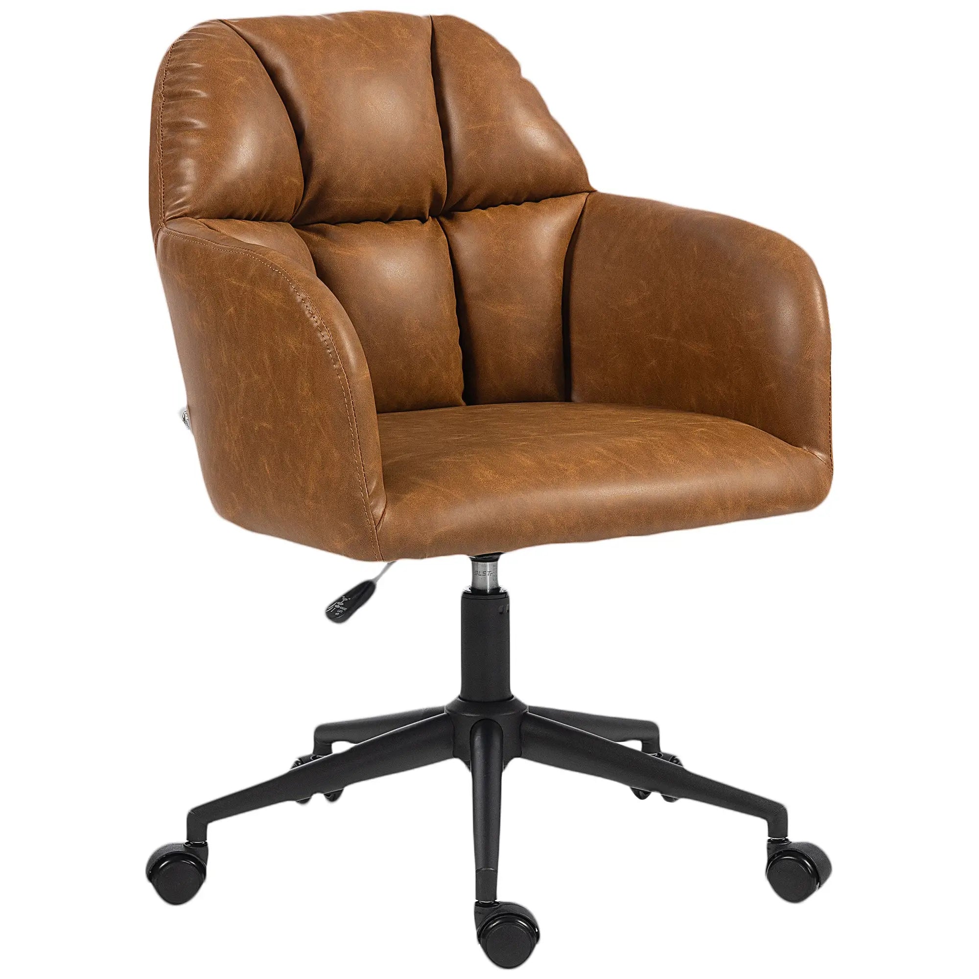 Swivel Office Chair, Faux Leather Desk Chair, Adjustable Height, Brown Task Chairs Brown at Gallery Canada