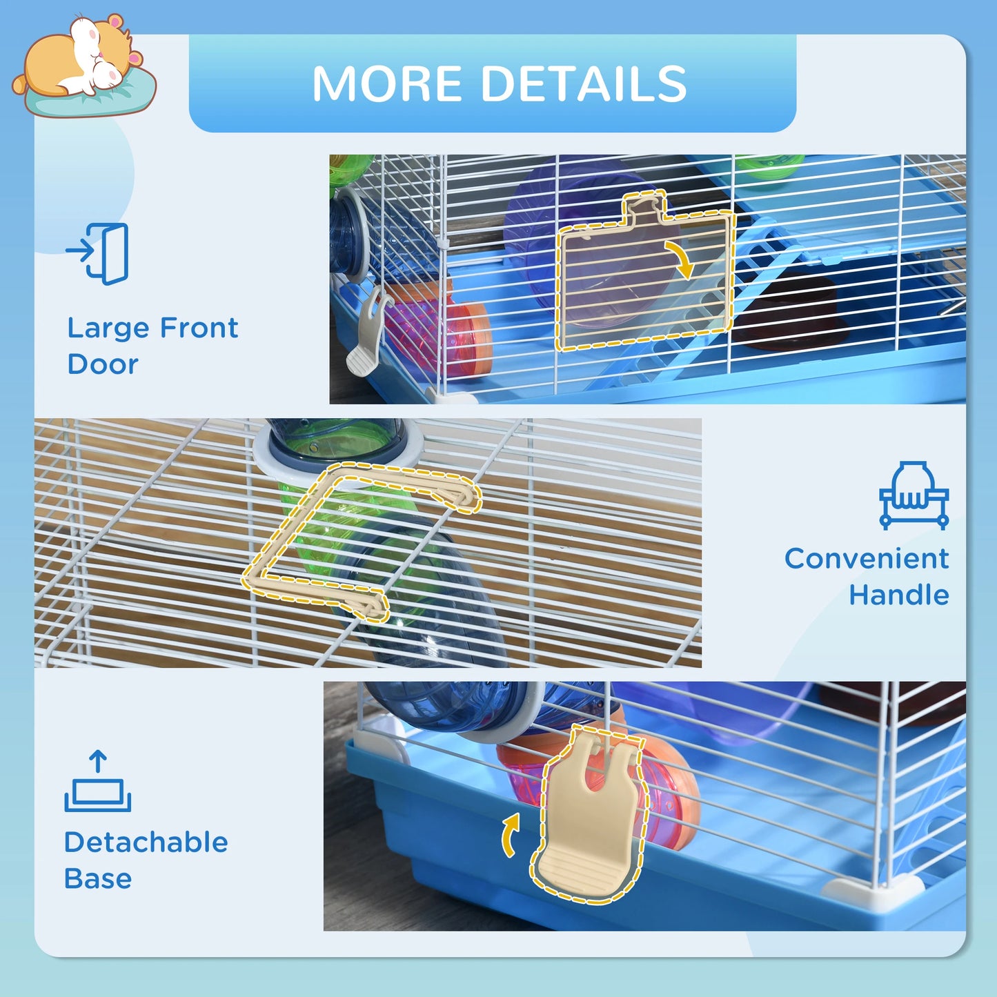18"L Hamster Cage, 2-Level Rat Gerbil Haven, Tunnel Tube System, Blue Hamster Cages at Gallery Canada