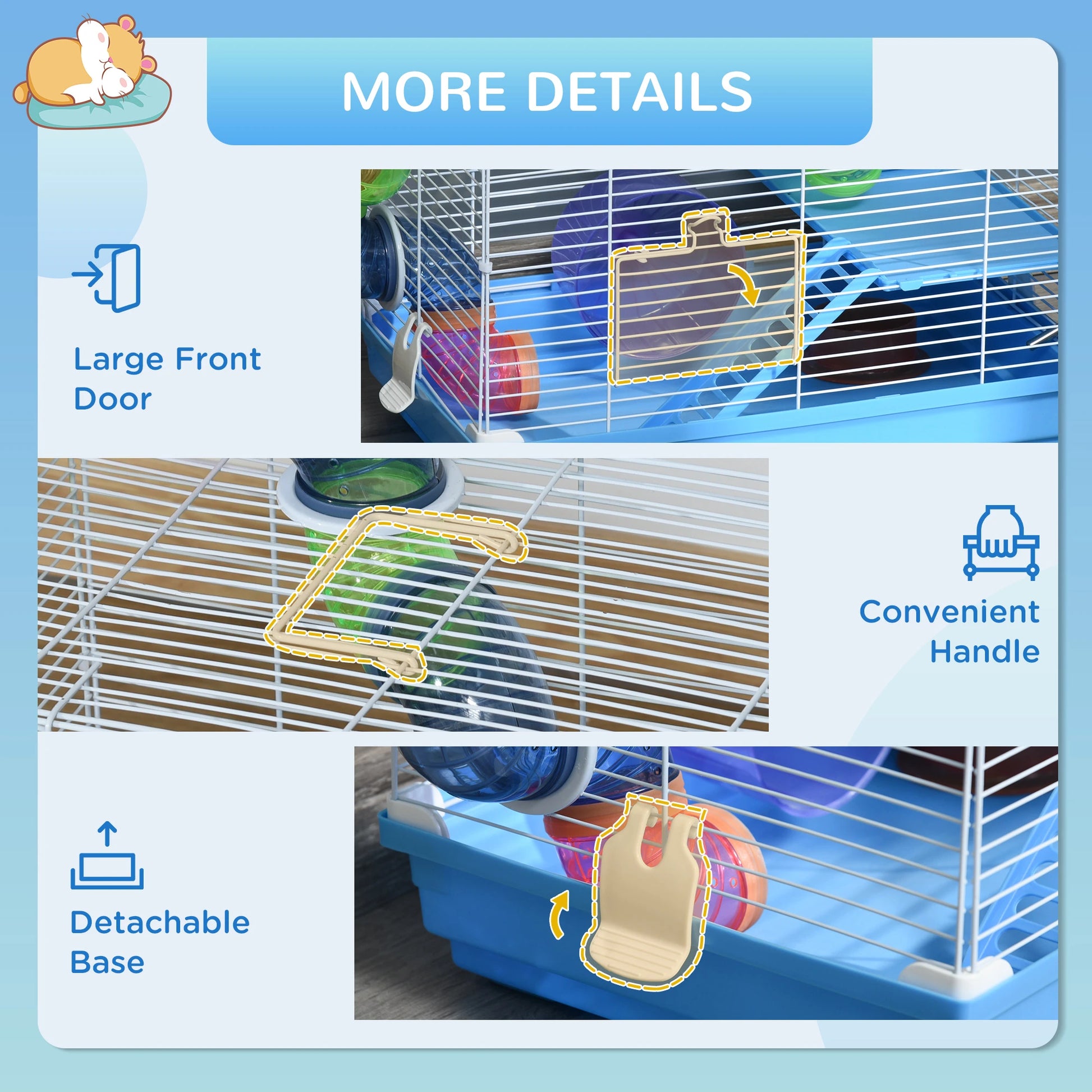 18"L Hamster Cage, 2-Level Rat Gerbil Haven, Tunnel Tube System, Blue Hamster Cages at Gallery Canada