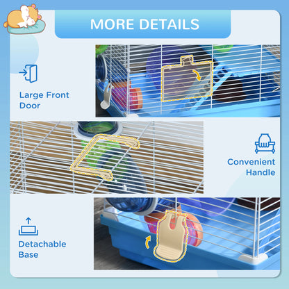 18"L Hamster Cage, 2-Level Rat Gerbil Haven, Tunnel Tube System, Blue Hamster Cages at Gallery Canada