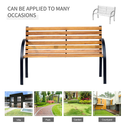 48"L Wooden Garden Bench, Outdoor Patio Loveseat, Steel Frame Outdoor Benches at Gallery Canada