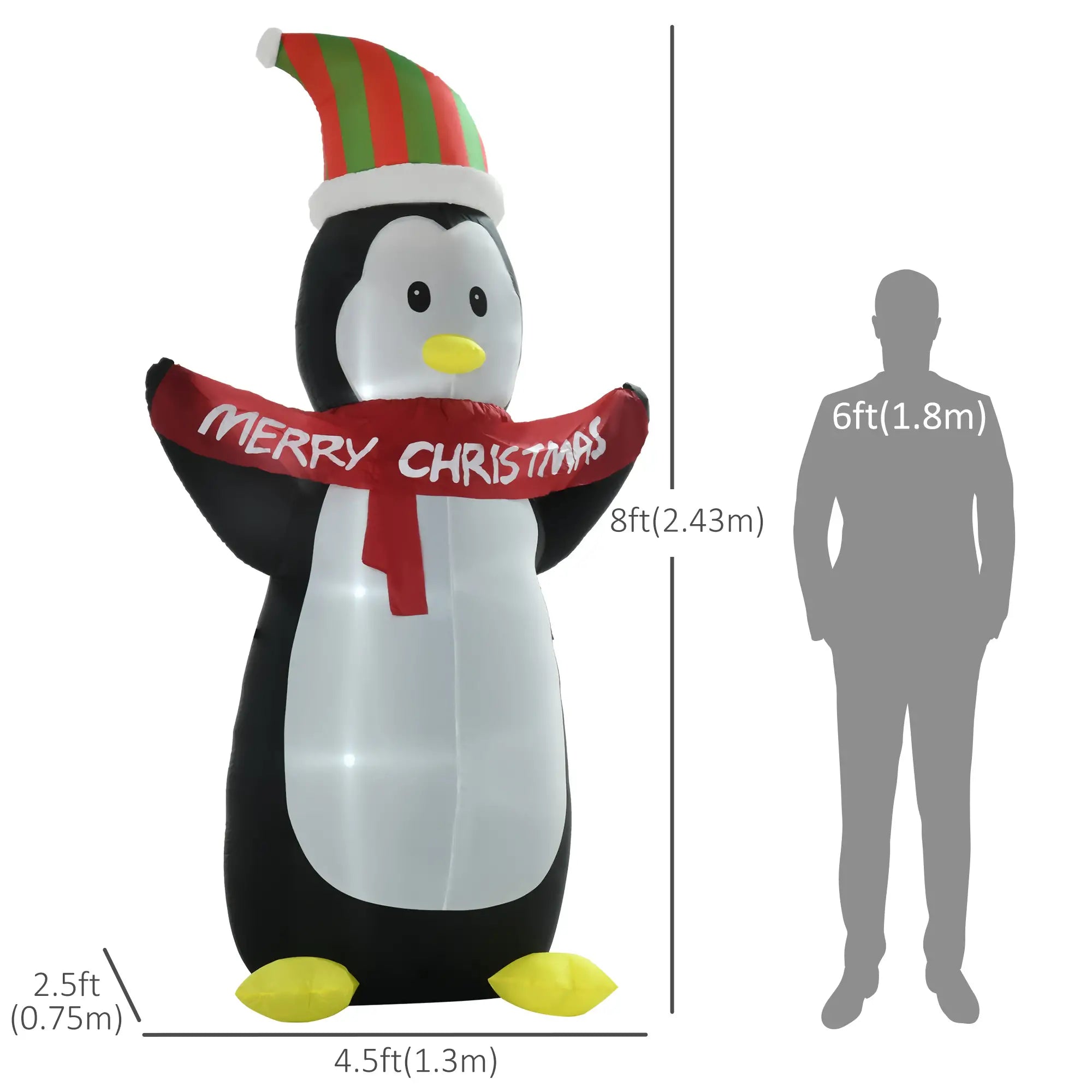 8' Inflatable Penguin LED Lights, Indoor Outdoor Christmas Decoration Christmas Inflatables at Gallery Canada
