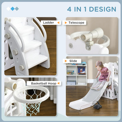 Toddler Slide, Basketball Hoop, Climber, Telescope, Storage Basket, 1-3 Years, Grey Gym Sets & Swings at Gallery Canada