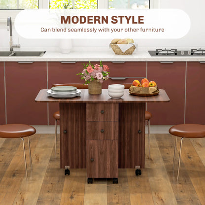Drop Leaf Dining Table, Mobile Folding Table With Drawers, Brown Bar Tables & Dining Tables at Gallery Canada