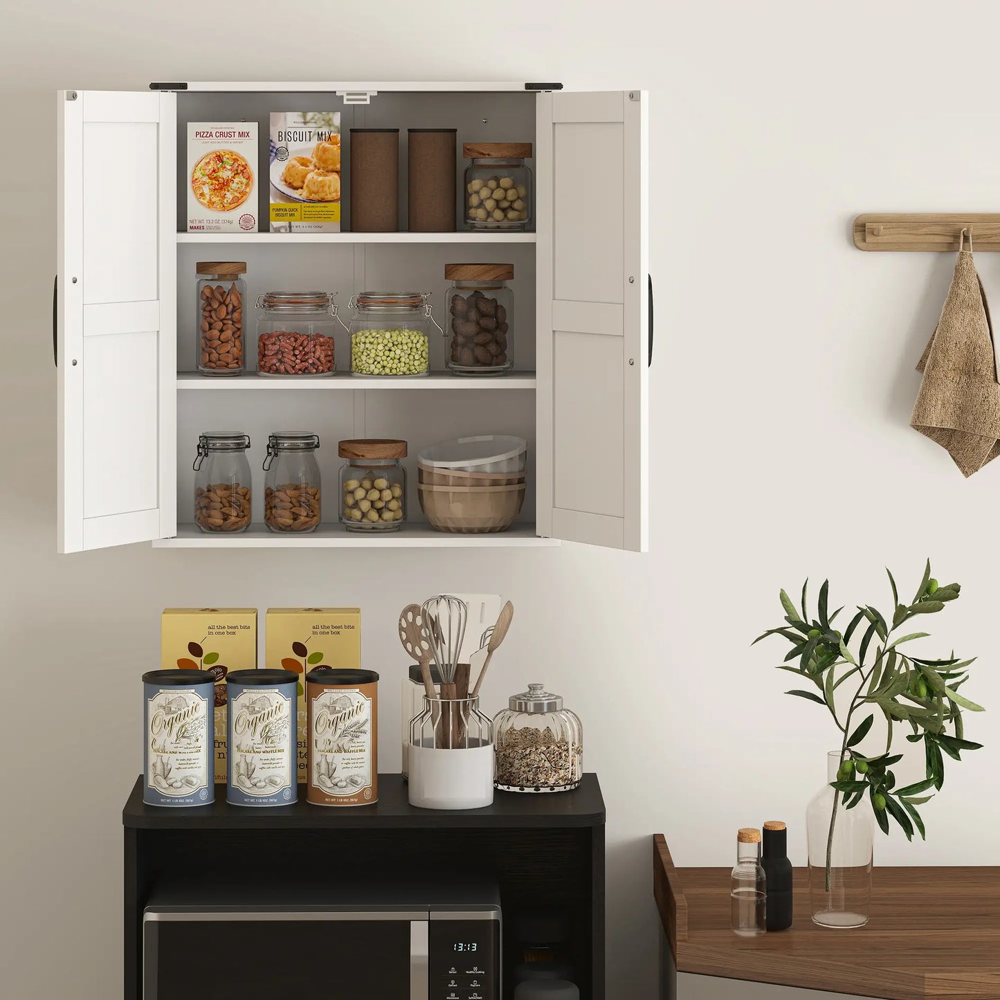 Wall Mounted Medicine Cabinet, Barn Doors, Adjustable Shelves, White Wall Mounted Cabinets at Gallery Canada