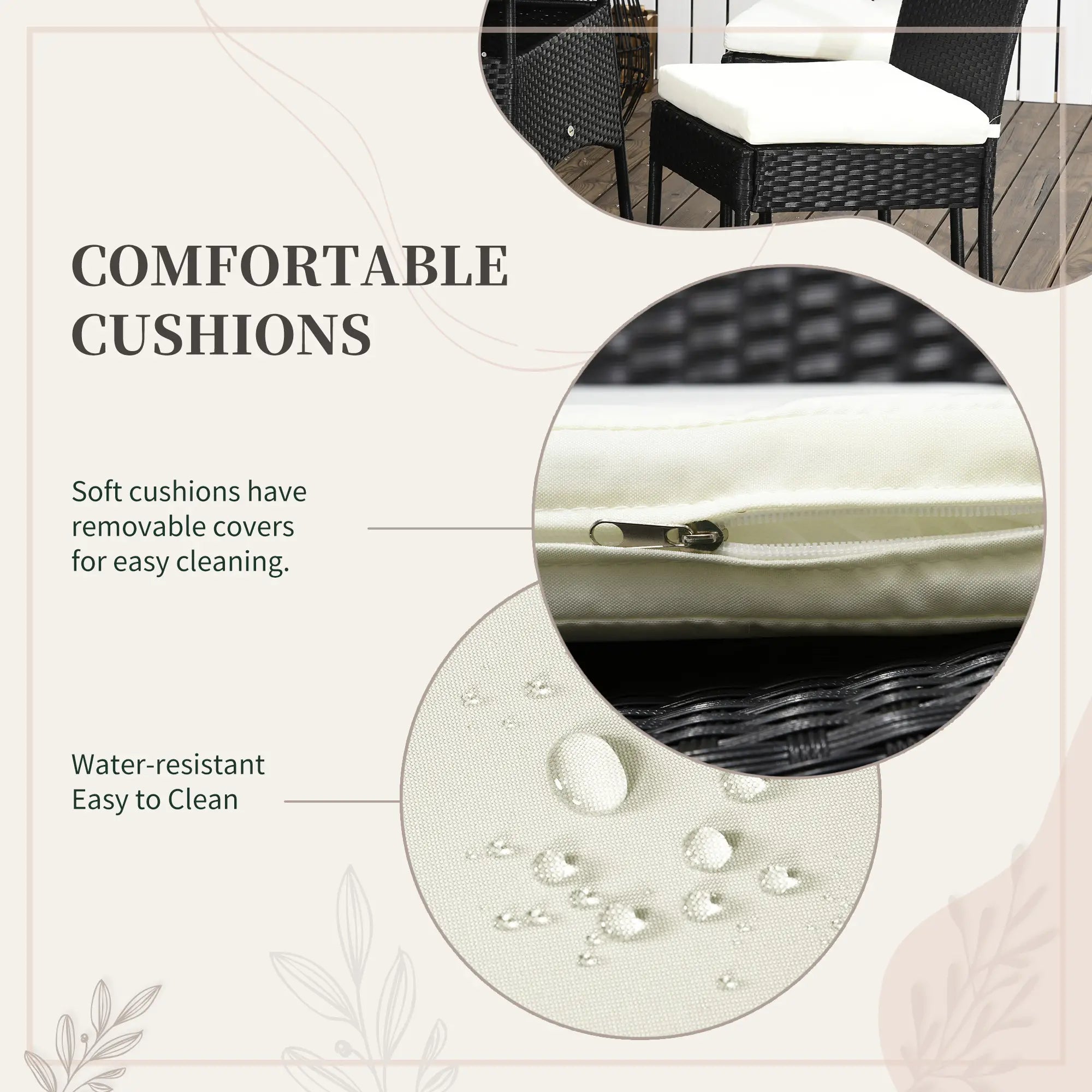 5-Piece Wicker Patio Dining Set, WPC Table, PE Rattan, Cream White Outdoor Dining Sets at Gallery Canada