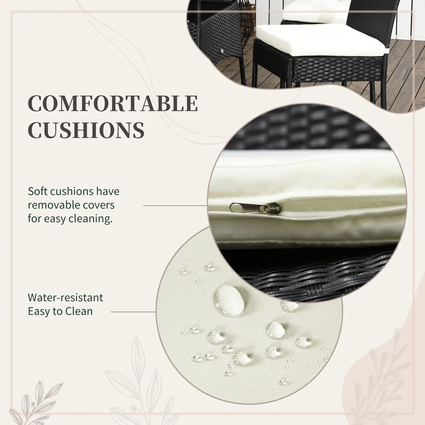 5-Piece Wicker Patio Dining Set, WPC Table, PE Rattan, Cream White Outdoor Dining Sets at Gallery Canada