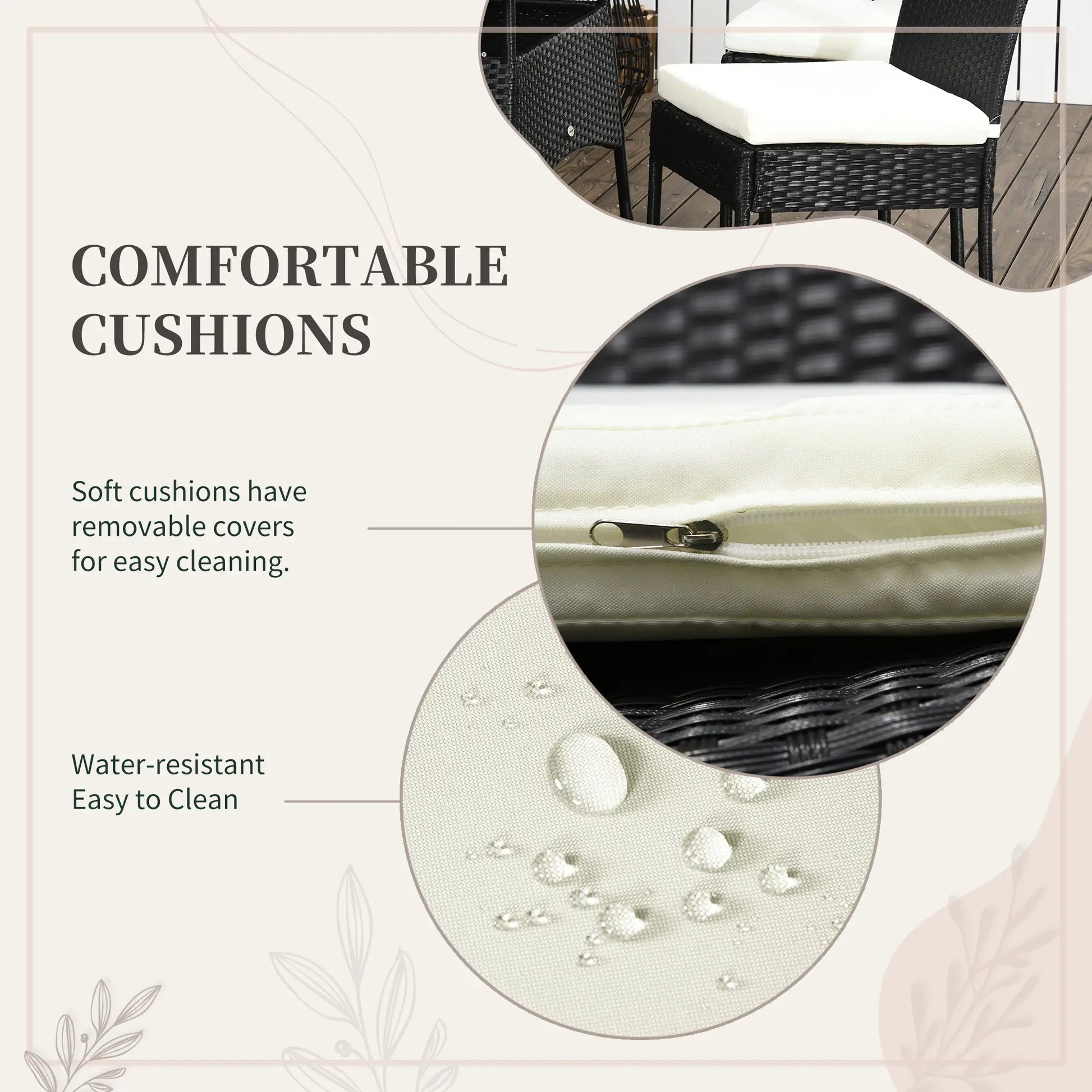 5-Piece Wicker Patio Dining Set, WPC Table, PE Rattan, Cream White Outdoor Dining Sets at Gallery Canada