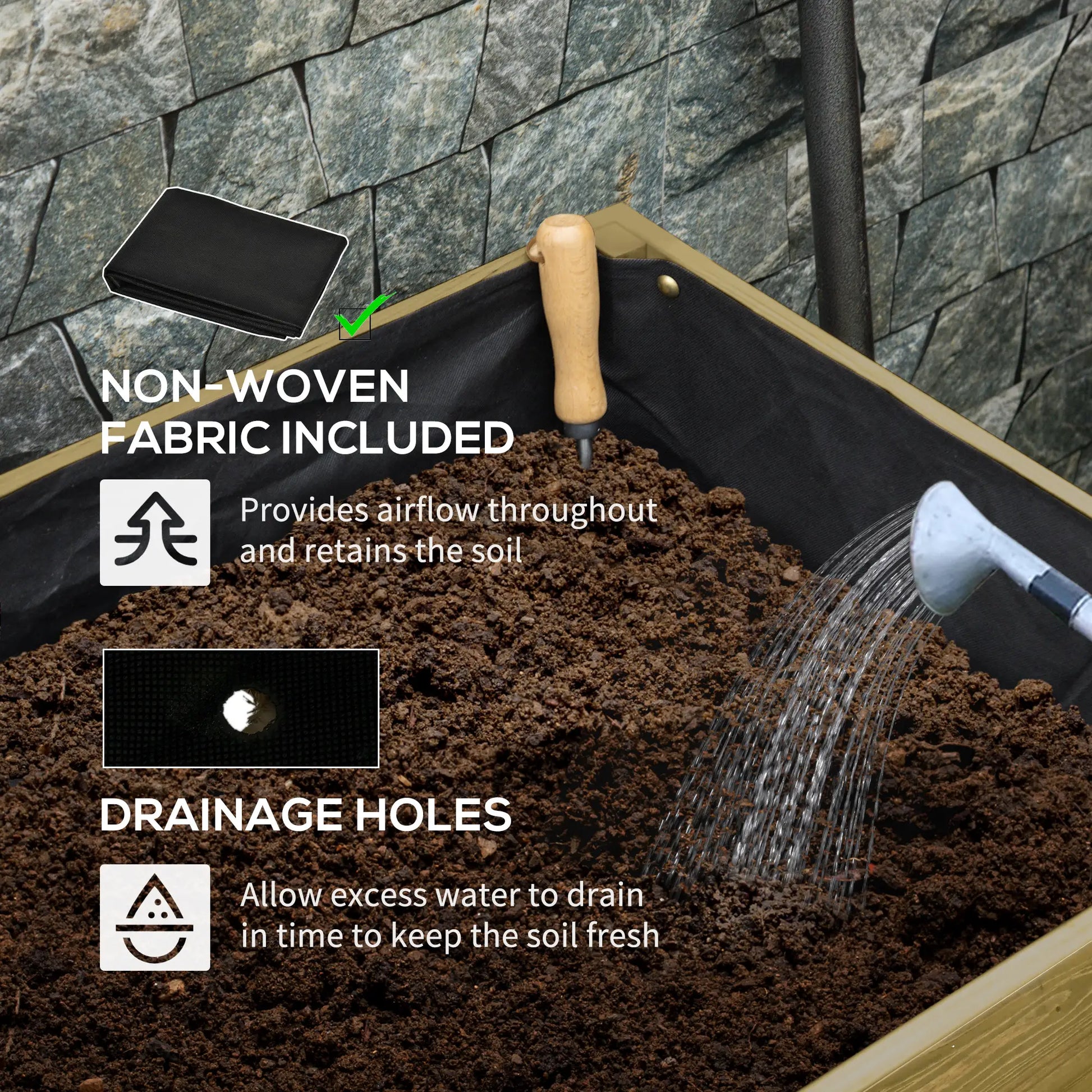 Elevated Planter Box with Legs, Lockable Wheels, Metal Legs, Non-Woven Fabric Elevated Garden Beds at Gallery Canada