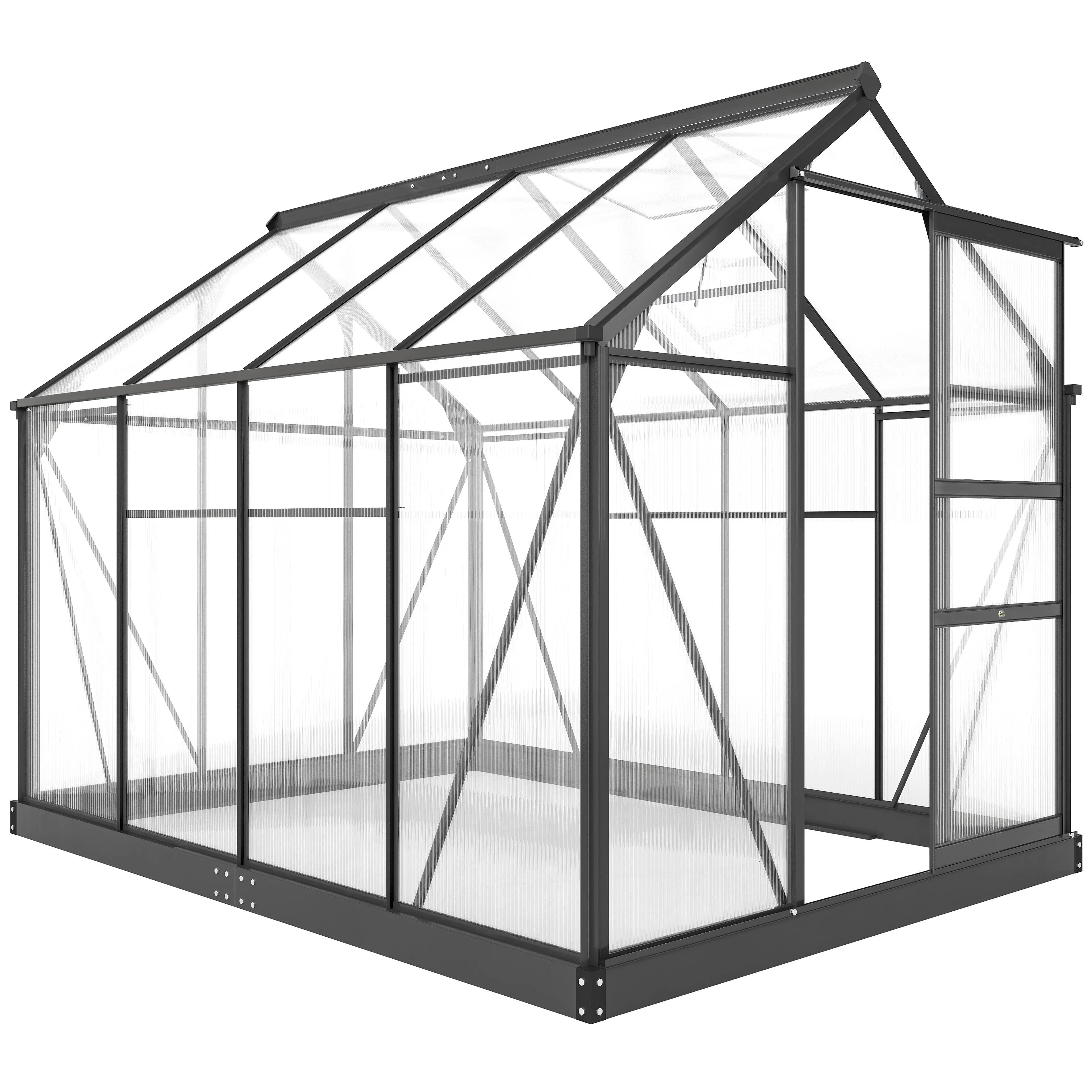 Greenhouse Garden, Outdoor Kit, PC Board Sliding Door, 6.2' x 8.3' x 6.6', Grey Walk In Greenhouses Grey, Clear at Gallery Canada