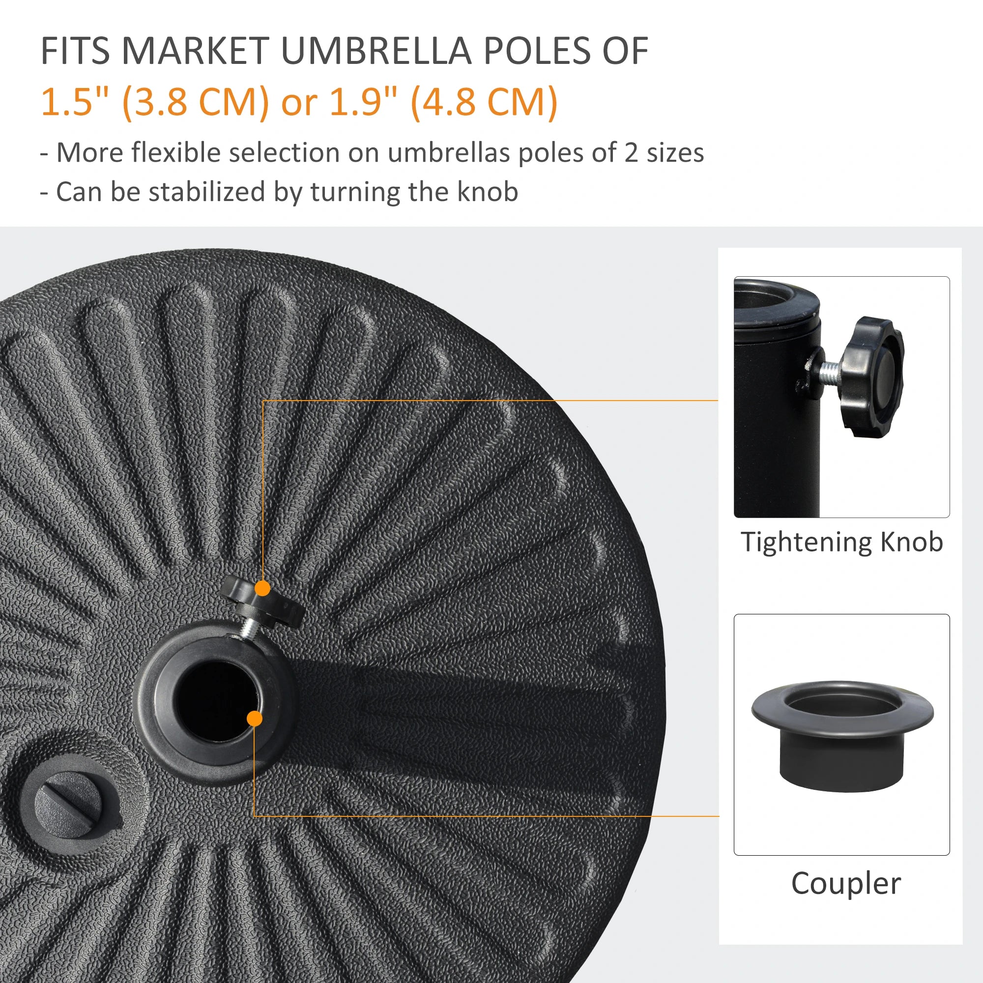 48 lb Heavy Duty Patio Umbrella Base, Water Filled Stand, Black Umbrella Bases at Gallery Canada