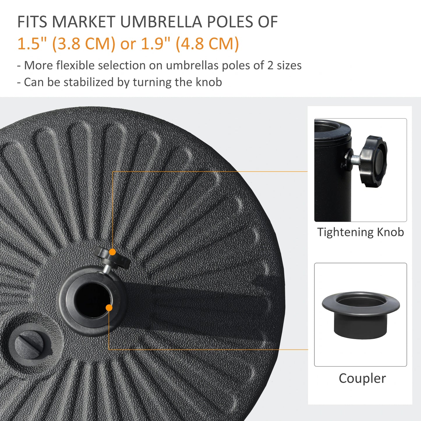 48 lb Heavy Duty Patio Umbrella Base, Water Filled Stand, Black Umbrella Bases at Gallery Canada