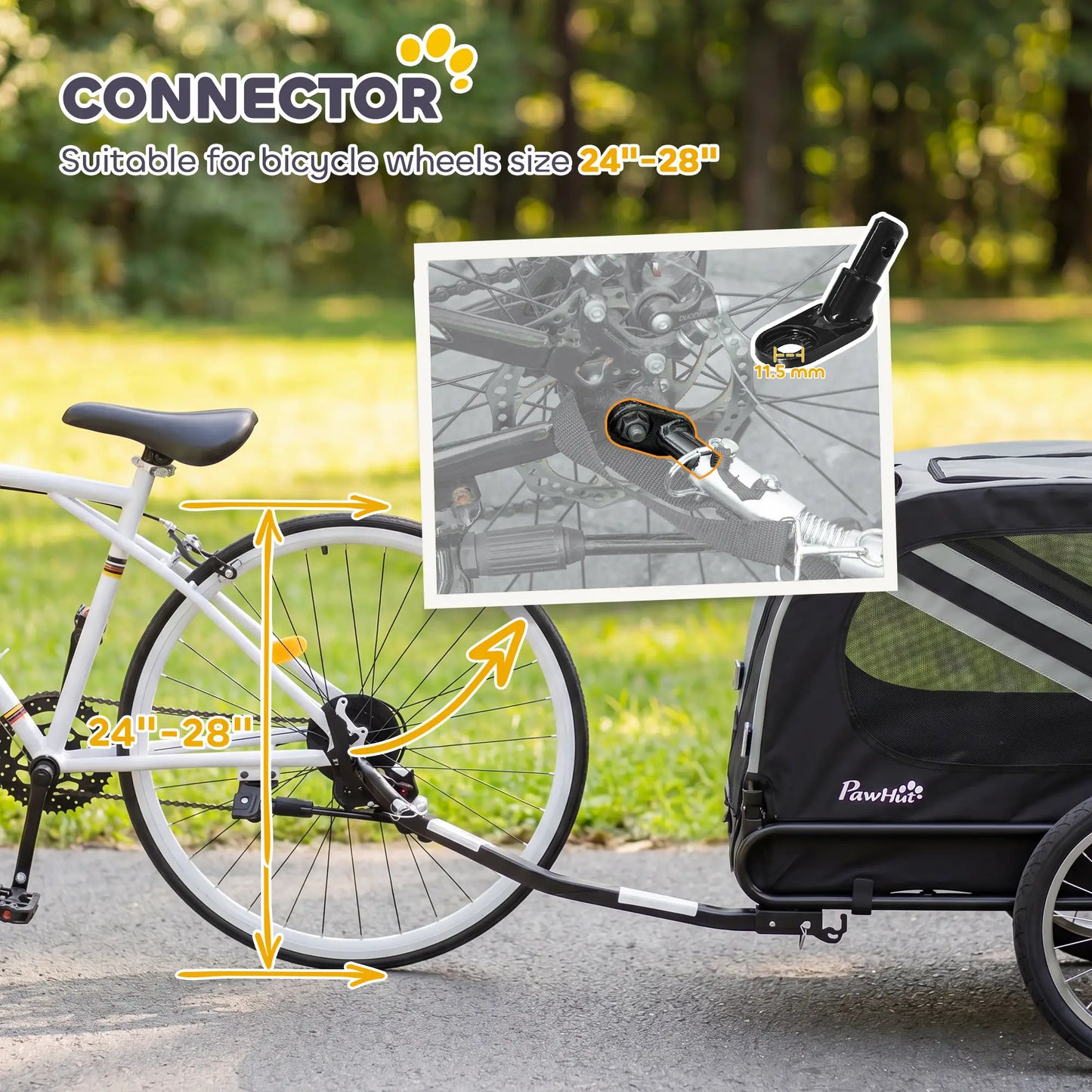 2-in-1 Dog Bike Trailer, Stroller With Reflectors Flag, Grey