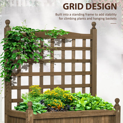 Wood Raised Garden Bed Planter with Trellis, Indoor Outdoor, Coffee Wooden Planter Boxes at Gallery Canada