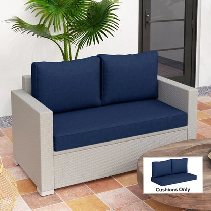 2 Seater Outdoor Seat Cushions with Backrest, Fade-Resistant, Navy Blue Patio Chair Cushions at Gallery Canada