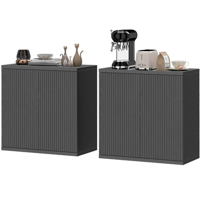 Sideboard Buffet Cabinet Set Of 2, Kitchen Cabinet, Distressed Black Grey Bar Cabinets Distressed Black Grey at Gallery Canada