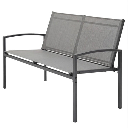 Metal Garden Bench, 44 in, Breathable Mesh Fabric, 484 lb Capacity, Grey Outdoor Benches Grey, Black at Gallery Canada