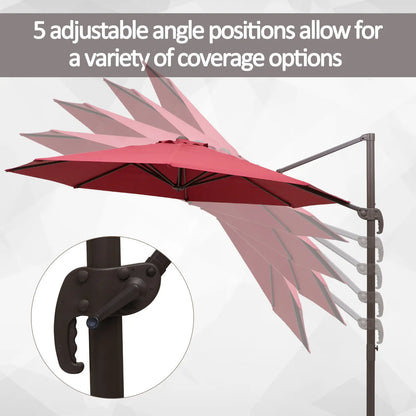 10ft Cantilever Patio Umbrella, 360° Rotation, Crank, Cross Base, Wine Red Offset Cantilever Umbrellas at Gallery Canada