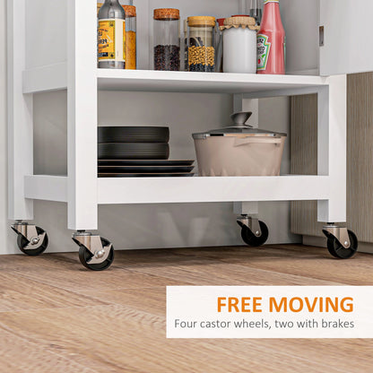 Kitchen Cart on Wheels, Wood Top, Towel Rack, Drawer, Shelf, White Kitchen Islands & Kitchen Carts at Gallery Canada