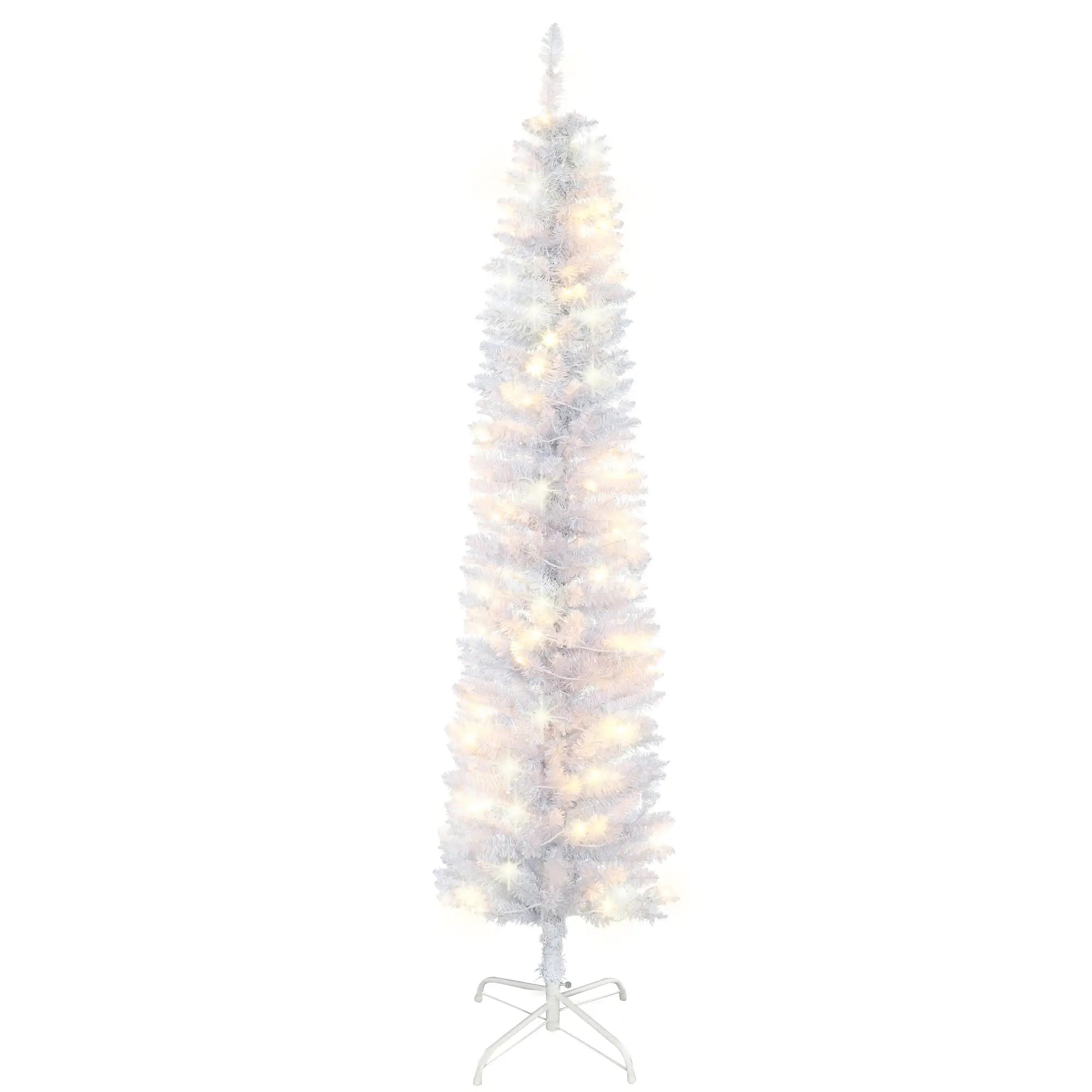 6ft Prelit Pencil Artificial Christmas Tree, 395 Branches, 100 LED Lights, White Pre Lit Christmas Trees at Gallery Canada