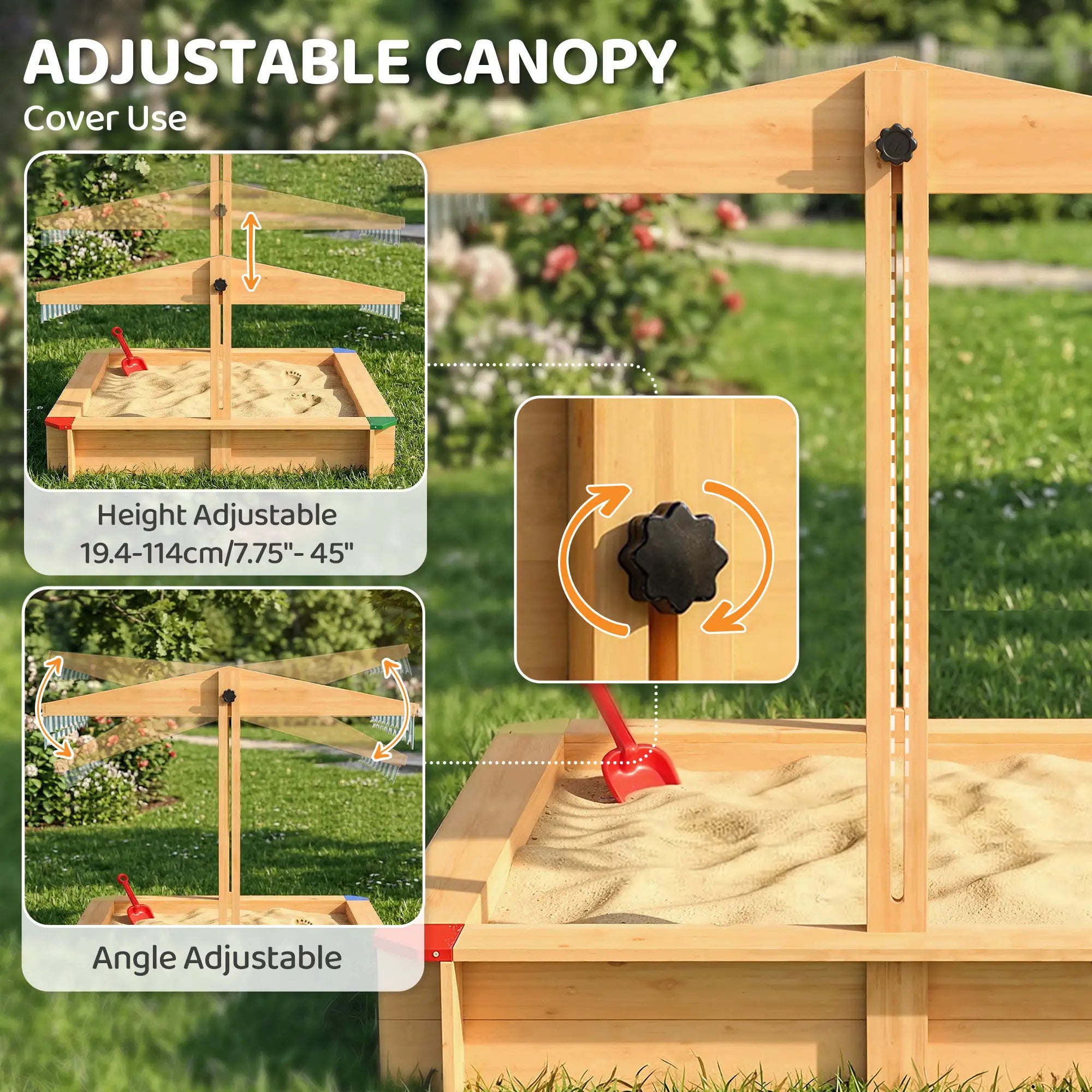 Wooden Sandbox With Cover, Outdoor For Kids, Light Brown Sandboxes & Accessories at Gallery Canada