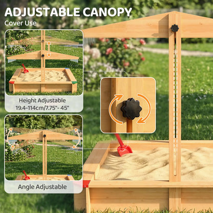 Wooden Sandbox With Cover, Outdoor For Kids, Light Brown Sandboxes & Accessories at Gallery Canada