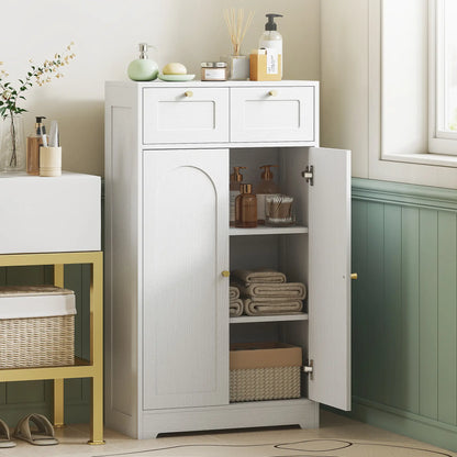 Bathroom Floor Cabinet With 2 Drawers, White