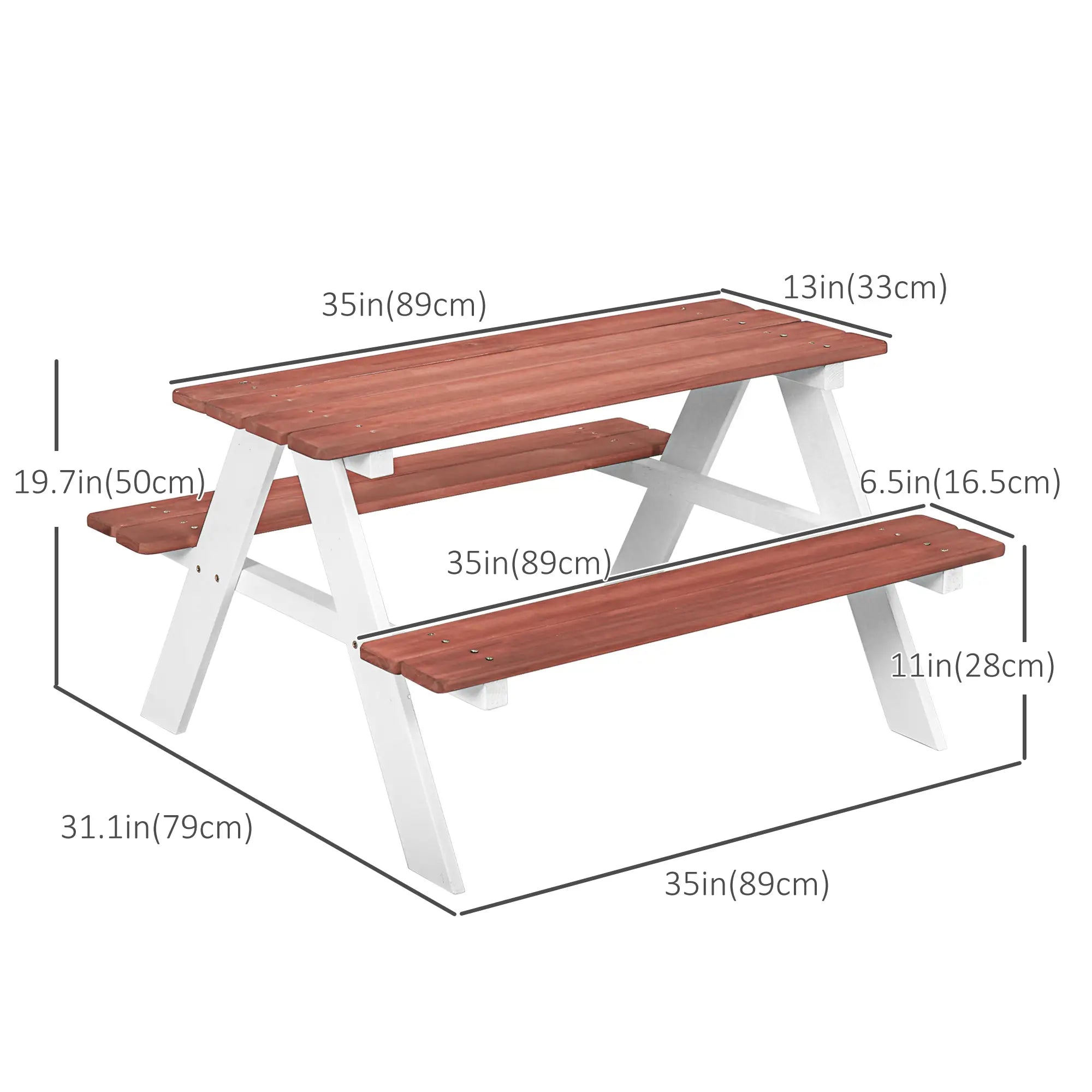 Kids Wooden Picnic Table and Benches Set for 4, Natural Wood Kids Outdoor Furniture at Gallery Canada