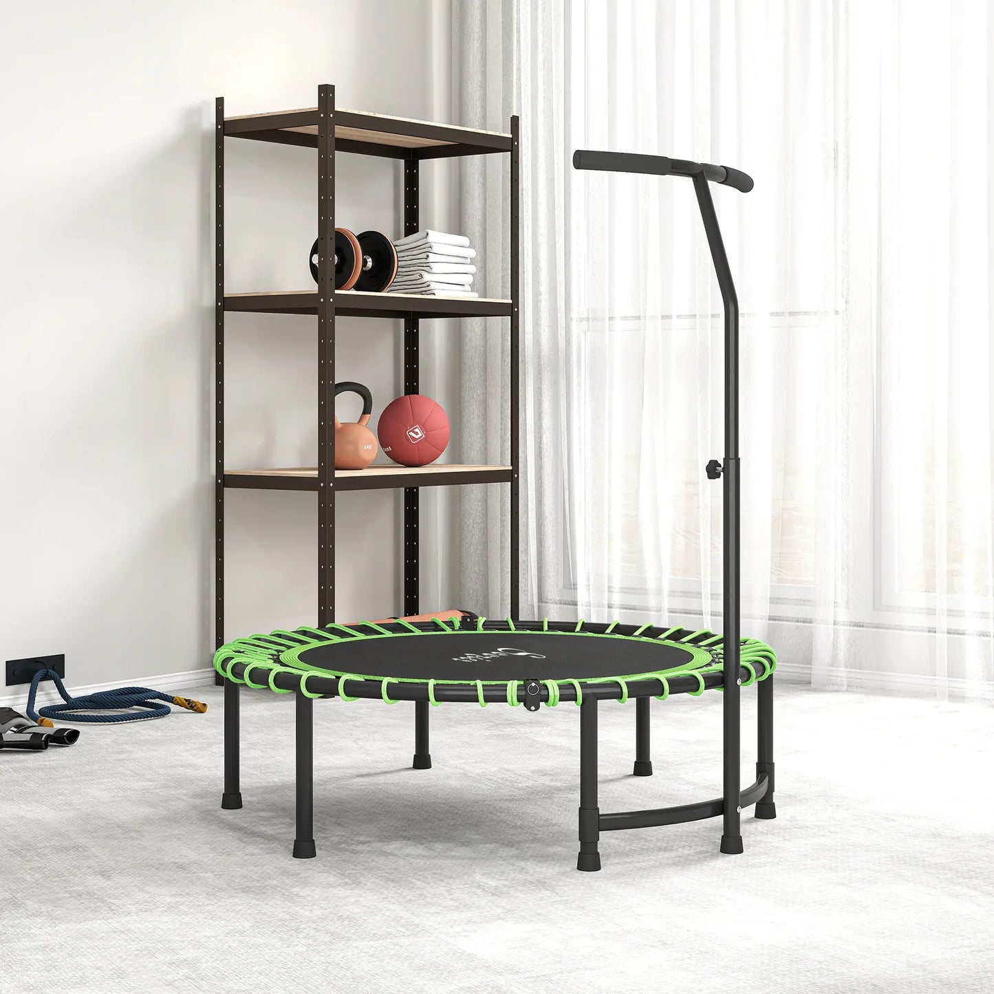 45" Foldable Mini Trampoline, Adjustable Handle, Fitness Exercise Rebounder Trampolines at Gallery Canada