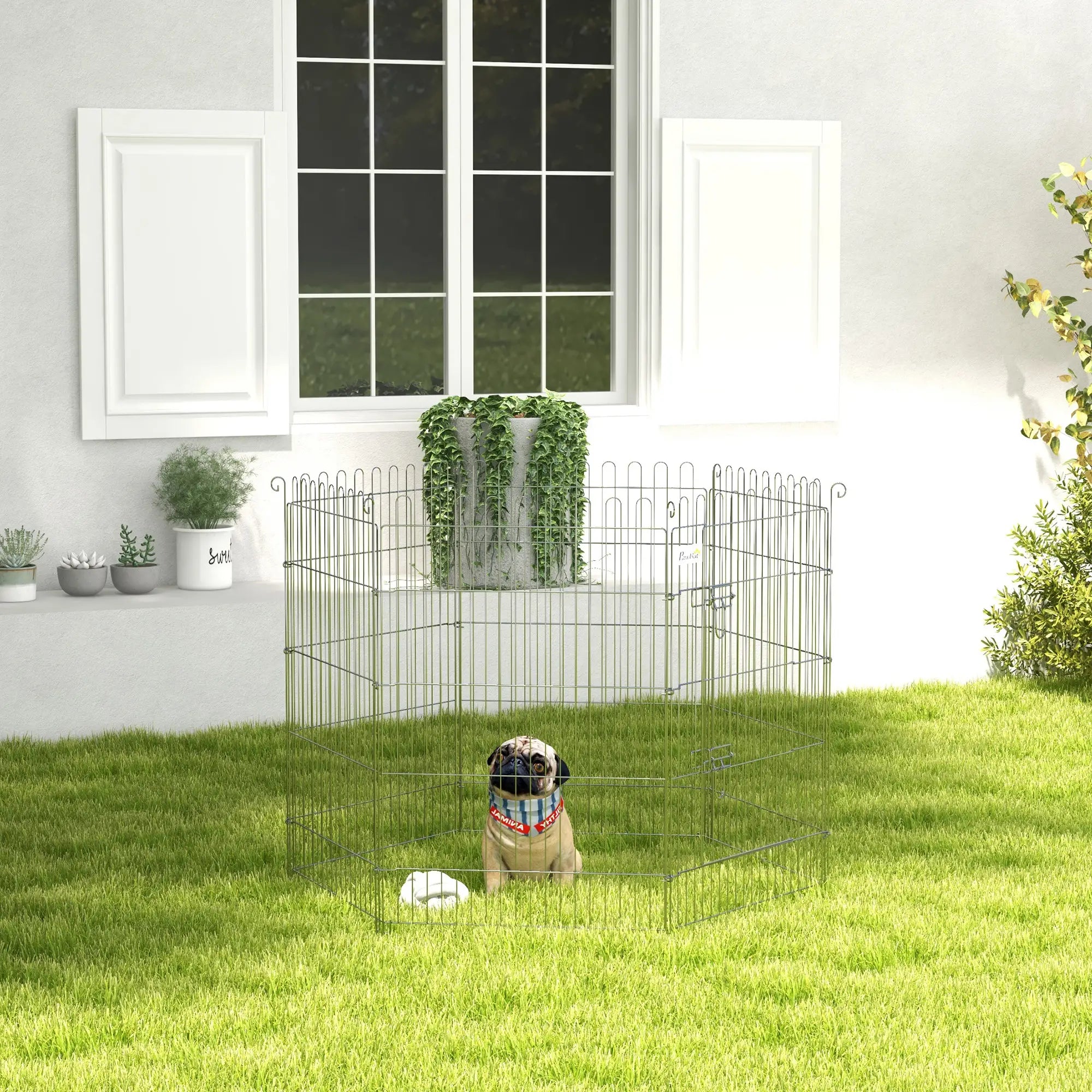 36 Inch 8-Panel Dog Playpen, Foldable Pet Exercise Crate, Black Dog Cages & Crates at Gallery Canada