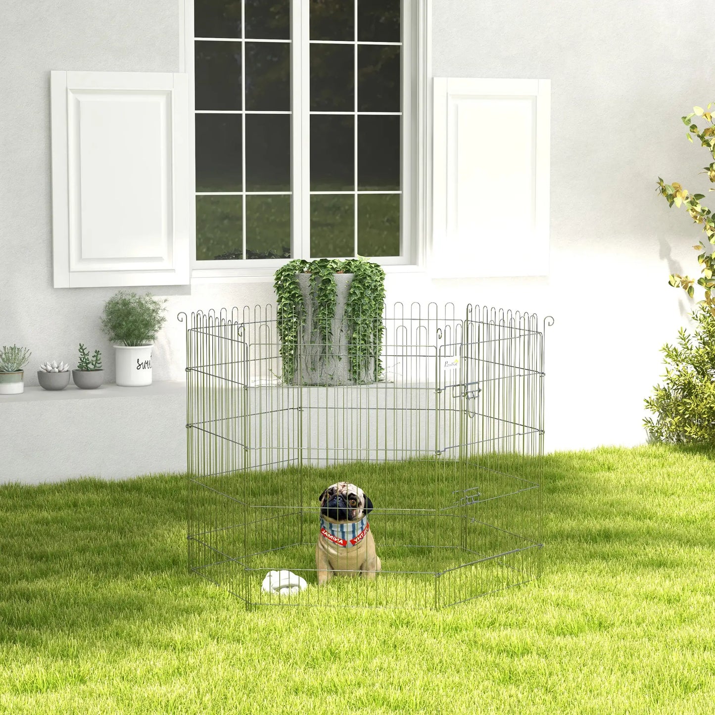 36 Inch 8-Panel Dog Playpen, Foldable Pet Exercise Crate, Black Dog Cages & Crates at Gallery Canada