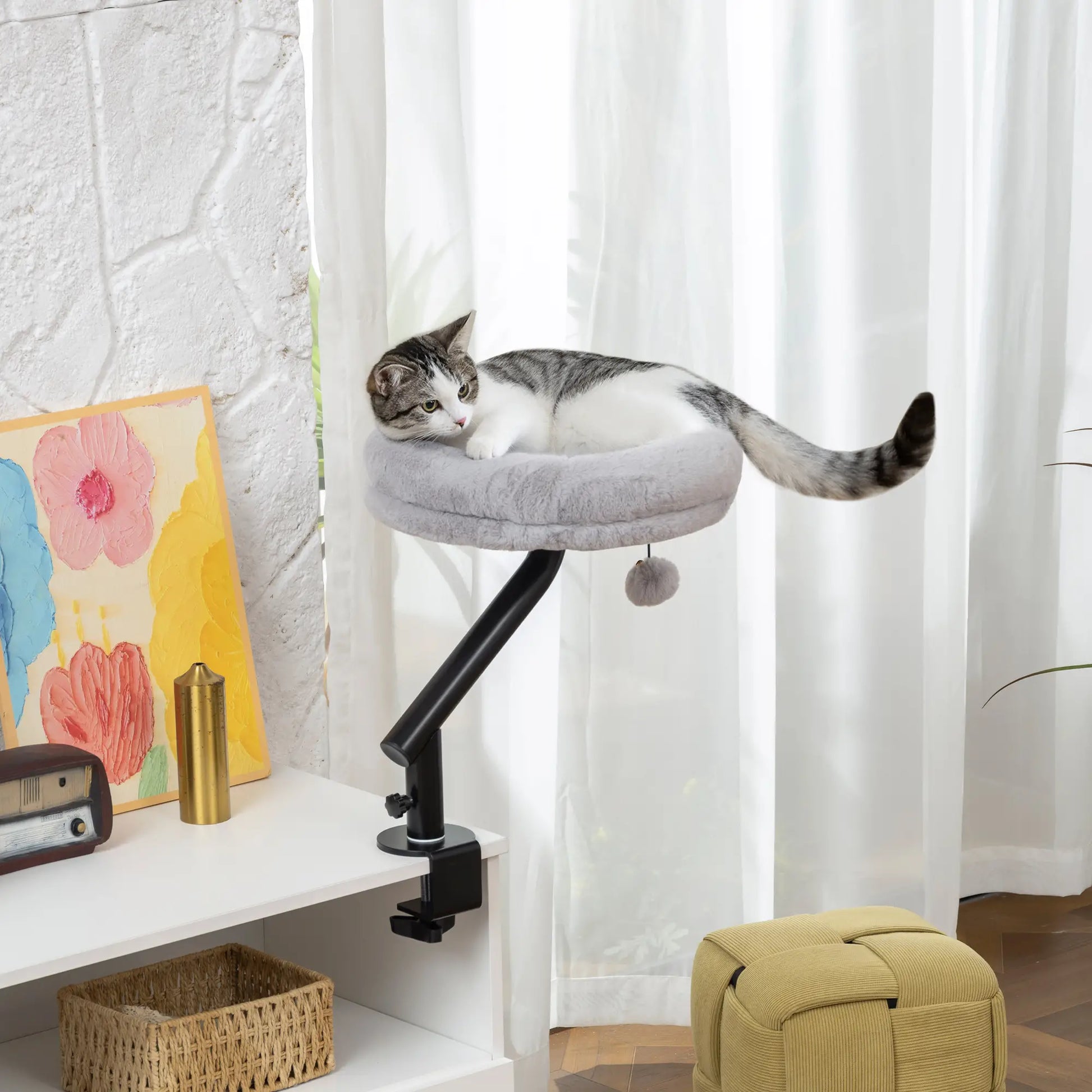 Cat Desk Bed, 360° Rotatable, Adjustable Height, Home Office Work Cat Houses at Gallery Canada