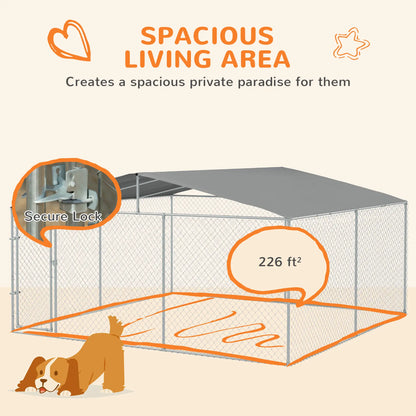 Outdoor Dog Kennel, Heavy Duty Playpen, Secure Lock, Cover, 15.1' x 15.1' x 7.5' Houses, Kennels & Pens at Gallery Canada