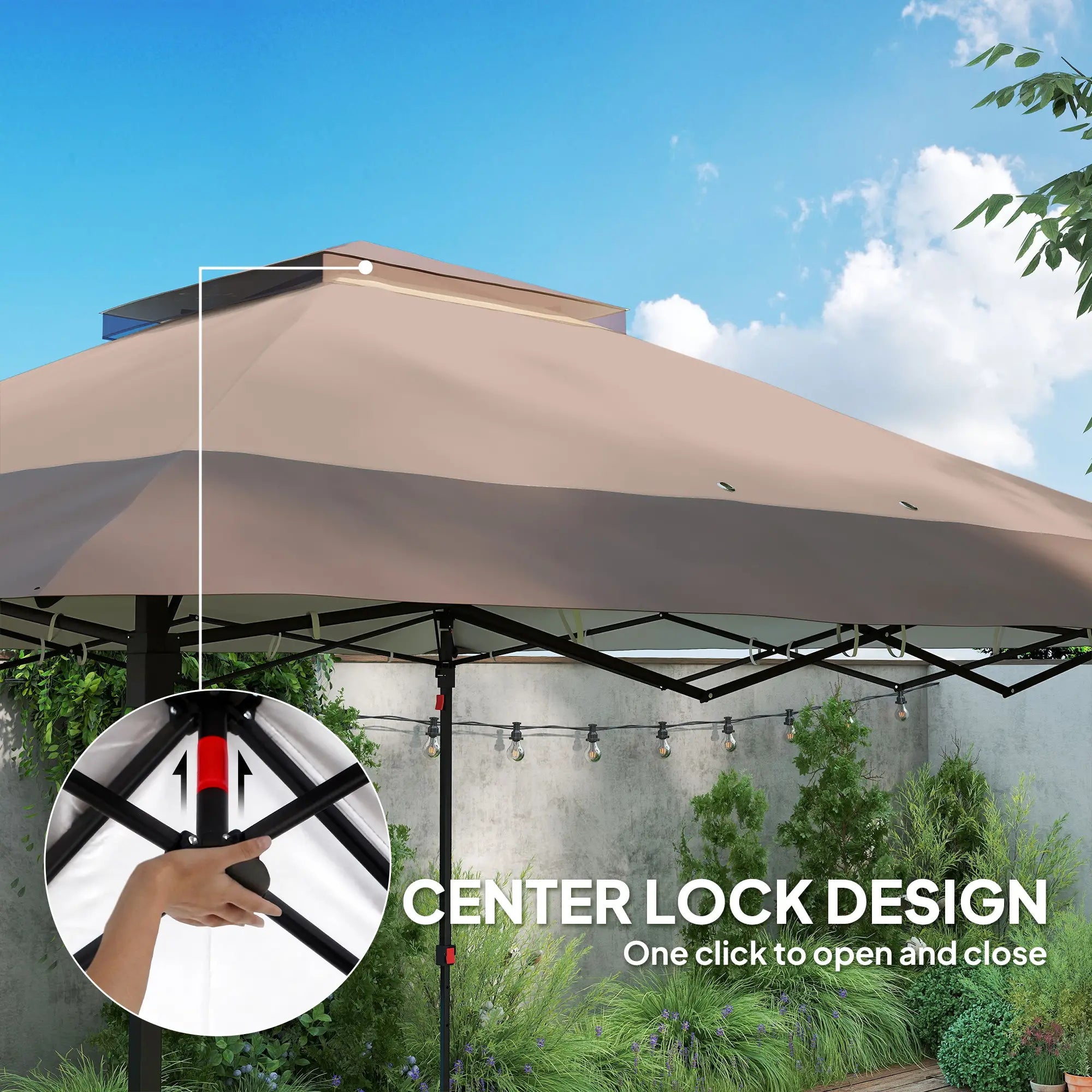 12' x 12' Foldable Pop-up Party Tent, Steel Frame, Khaki Pop Up Canopies at Gallery Canada