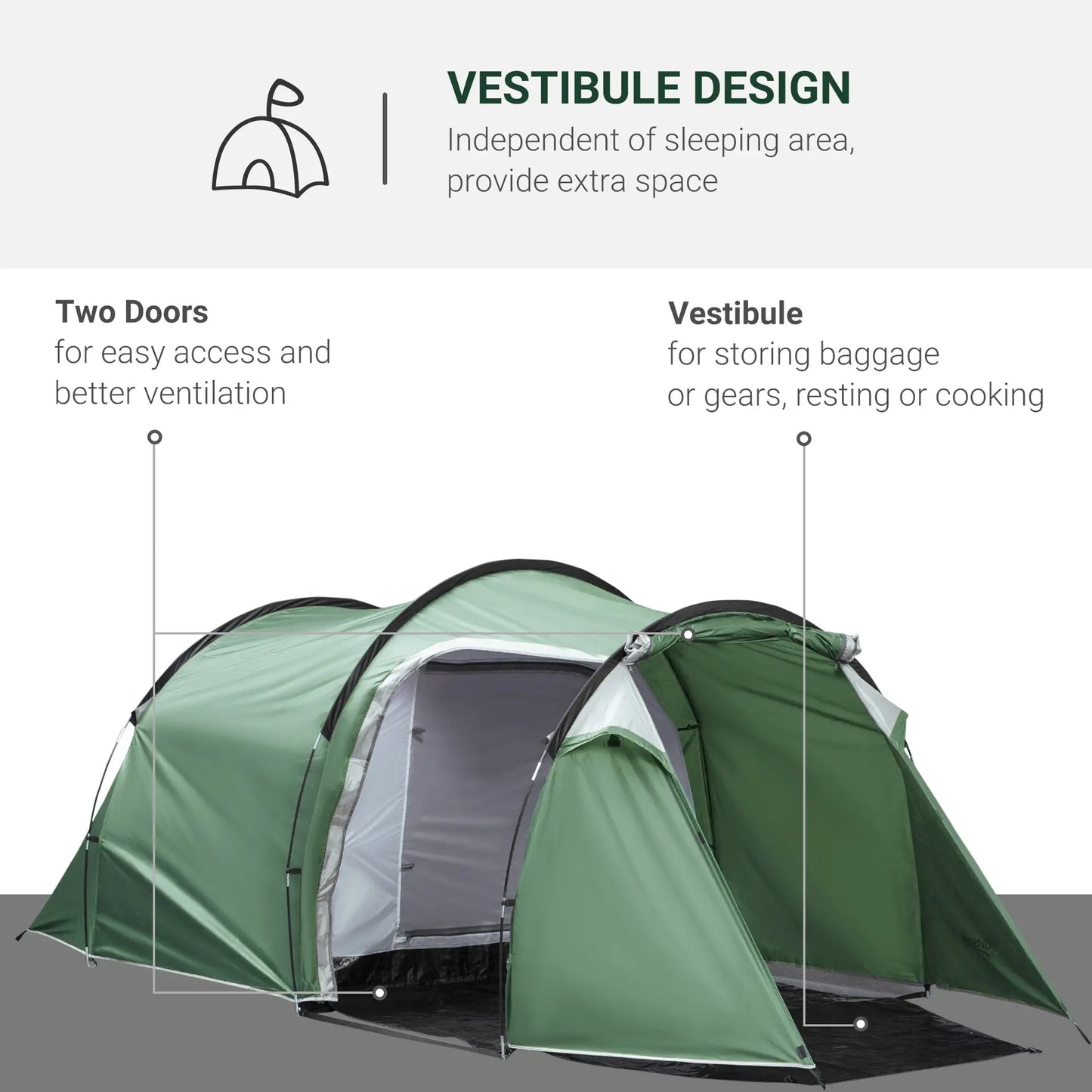 Pop Up Camping Tent, Waterproof, 2-3 Person, Dark Green Camping Tents at Gallery Canada
