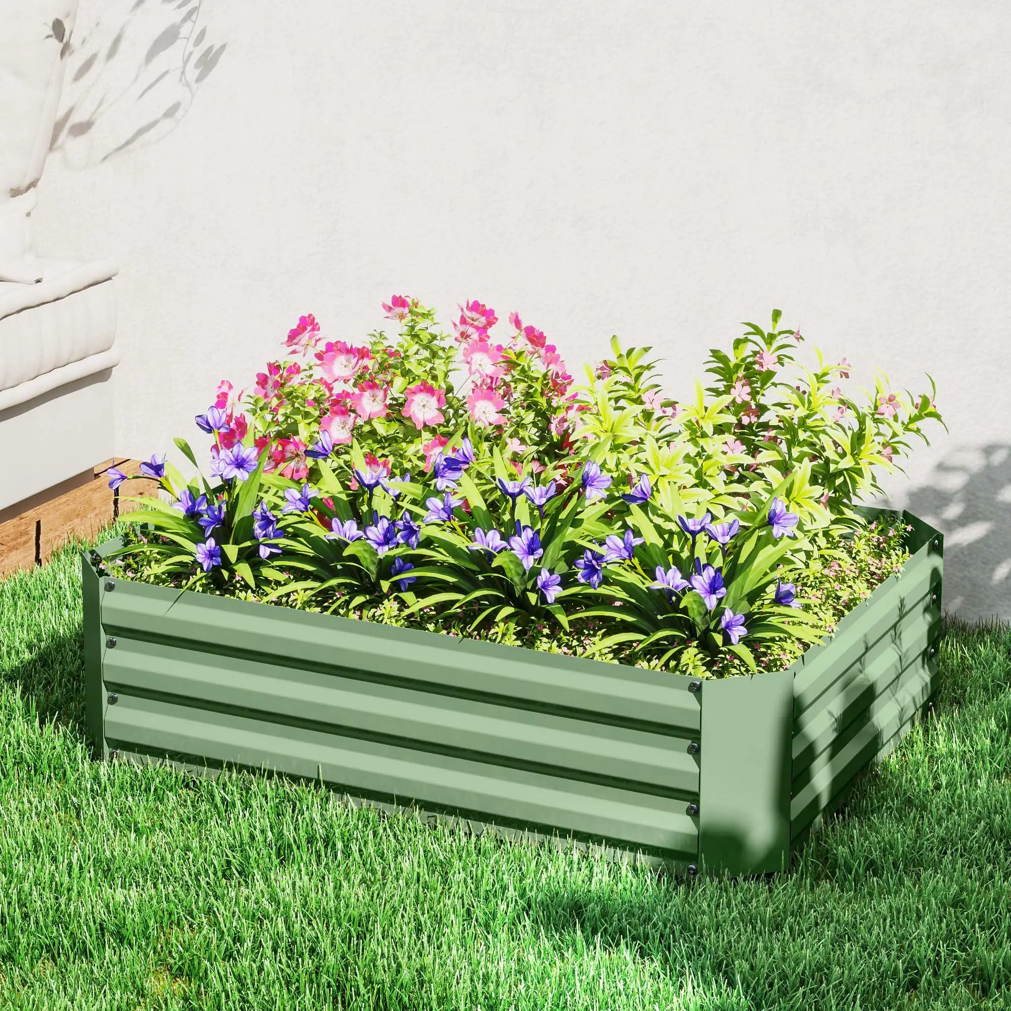 Galvanized Raised Garden Bed, 4' x 3' x 1', Metal Planter Box, Dark Green Galvanized Planter Boxes at Gallery Canada