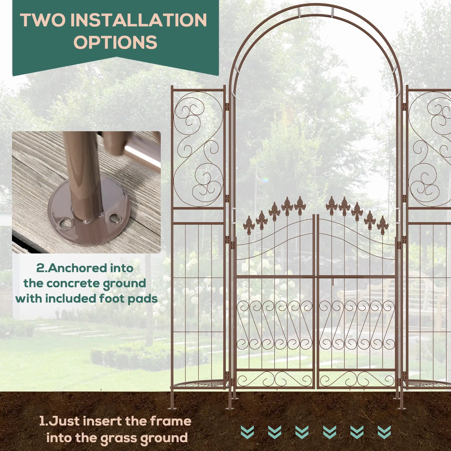7ft Metal Garden Arch Trellis, Outdoor Arbor for Climbing Plants Garden Arches at Gallery Canada