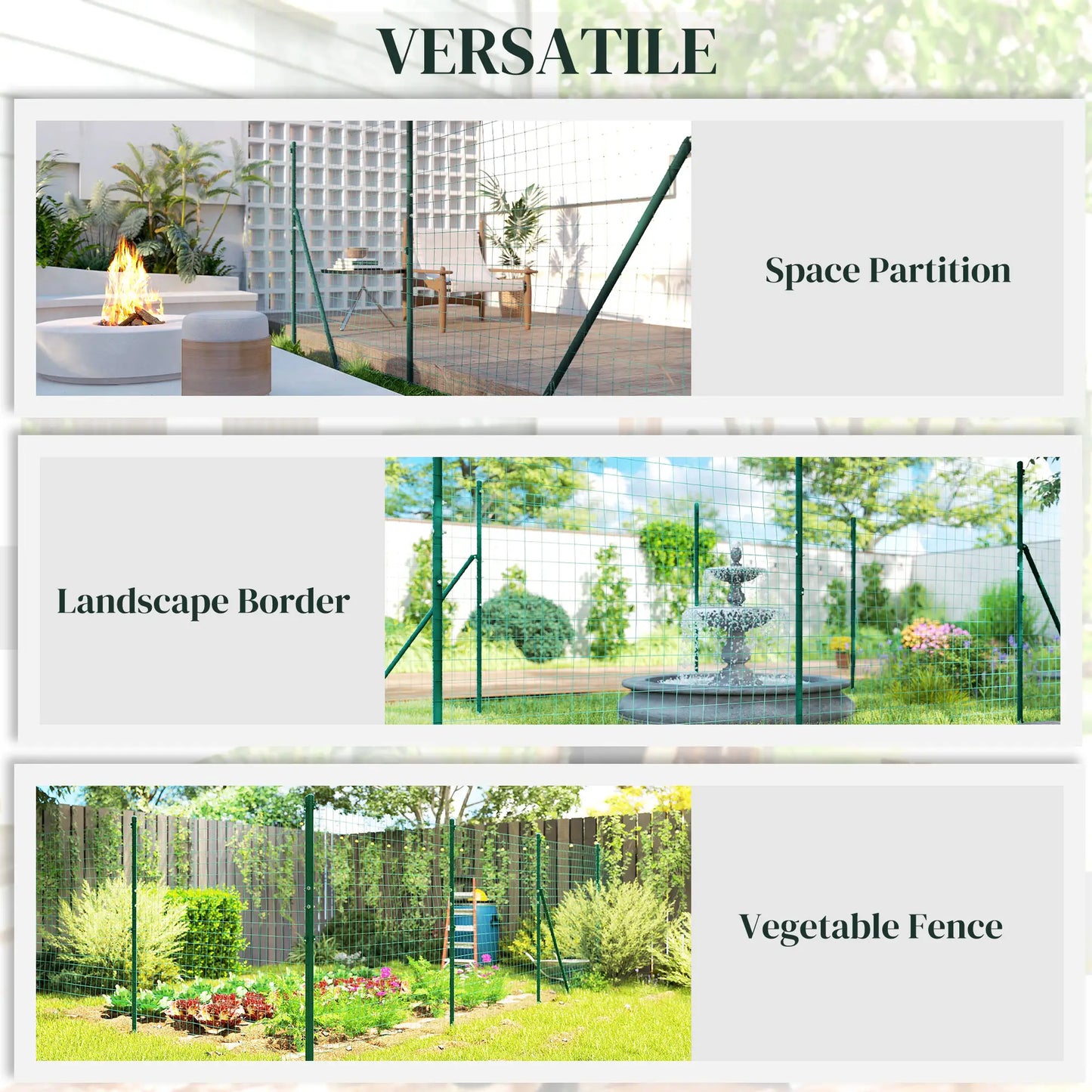 Garden Fence Barrier, Welded Fence Roll, Green Plastic-Coated Steel, Green Garden Fences at Gallery Canada