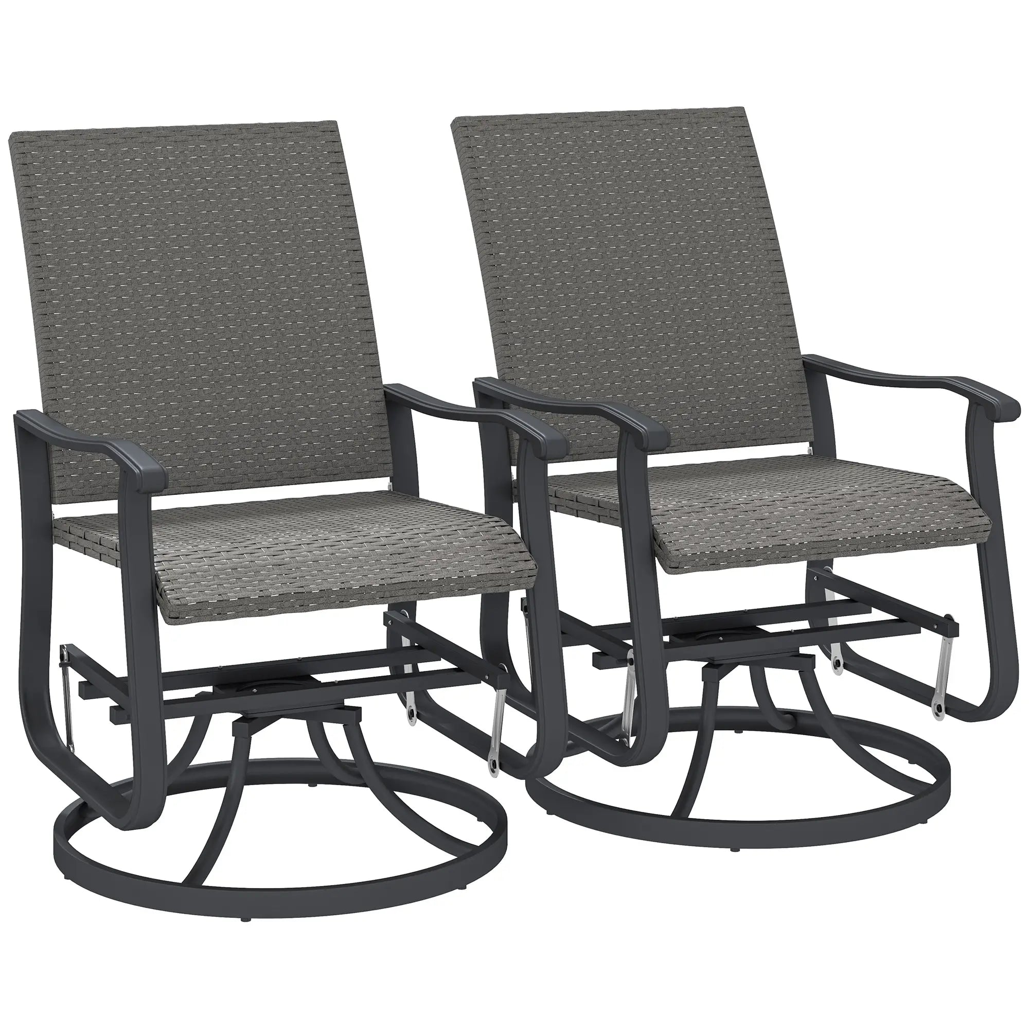 Set of 2 Rattan Patio Gliders, Wicker Outdoor Swivel Chairs, Grey Outdoor Gliders at Gallery Canada