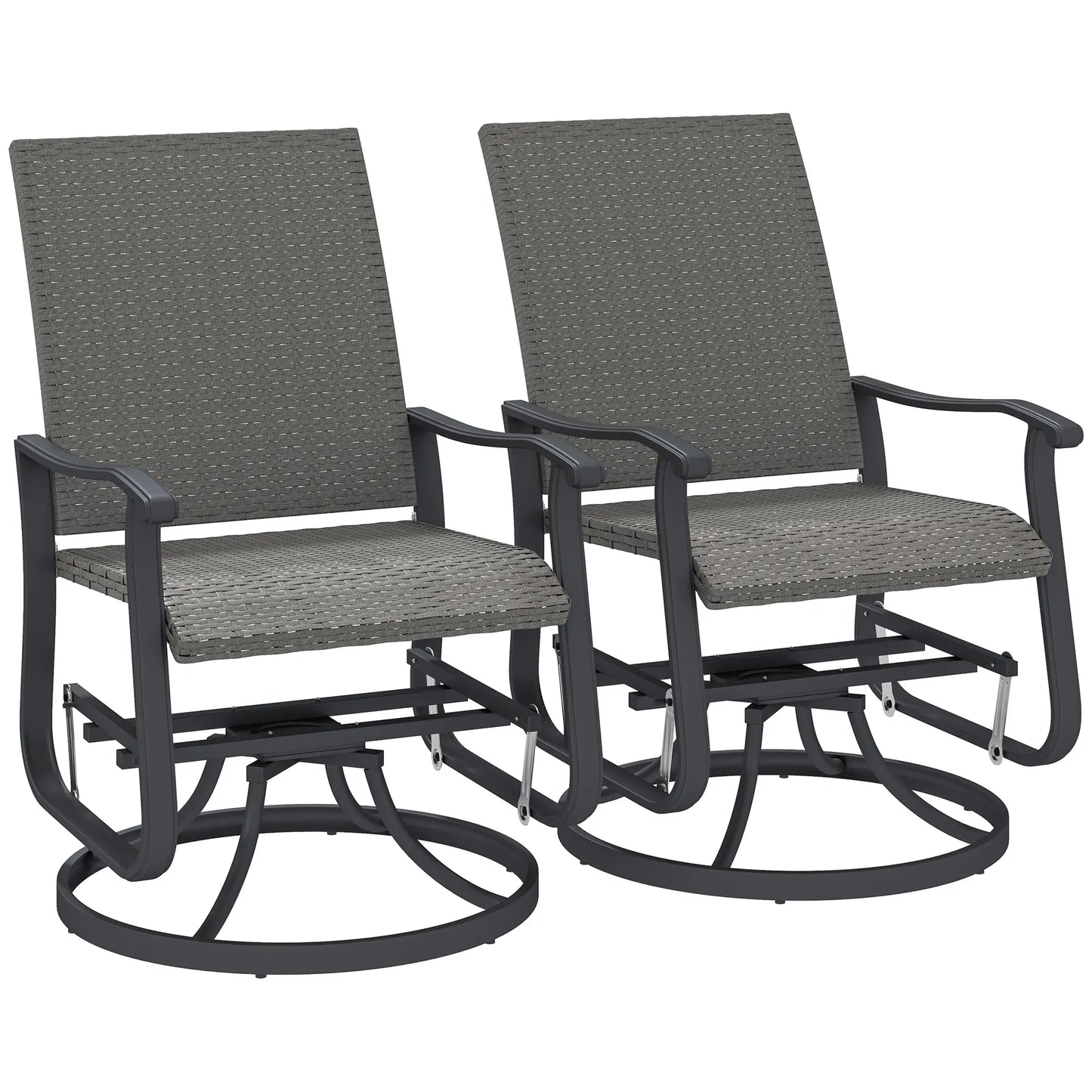 Set of 2 Rattan Patio Gliders, Wicker Outdoor Swivel Chairs, Grey Outdoor Gliders at Gallery Canada