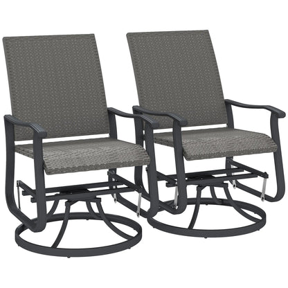 Set of 2 Rattan Patio Gliders, Wicker Outdoor Swivel Chairs, Grey Outdoor Gliders at Gallery Canada