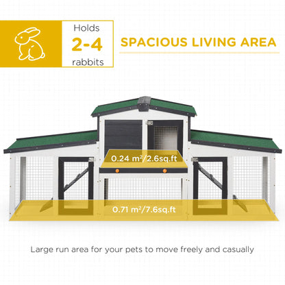 Large Rabbit Hutch, Double Runs, Wooden Bunny Cage, 80" x 18" x 31.5", Gray Rabbit Hutch at Gallery Canada