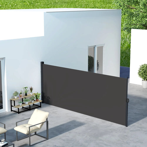 13' x 6' Retractable Side Awning, Outdoor Privacy Screen, Black