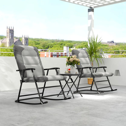 3-Piece Foldable Rocking Chair Set, Light Grey Outdoor Rocking Chairs at Gallery Canada