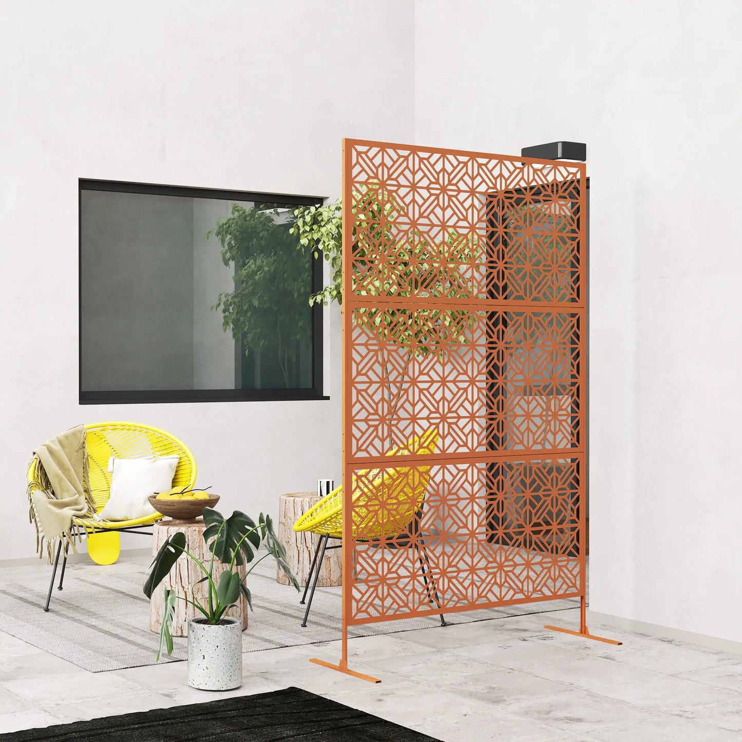 Outdoor Privacy Panel, Freestanding Metal Divider, Garden, Backyard, Deck, Brown Side Awnings at Gallery Canada