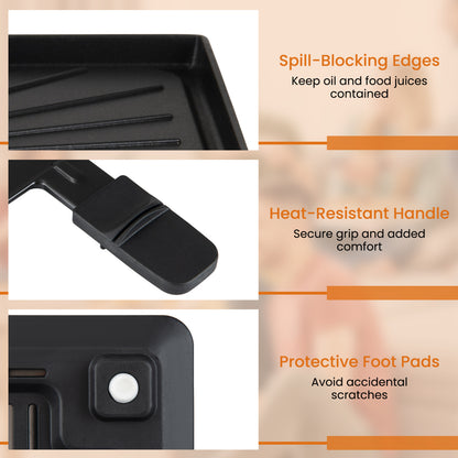 BBQ Grill With Fondue Pot Set, Adjustable Thermostats, For 8 People