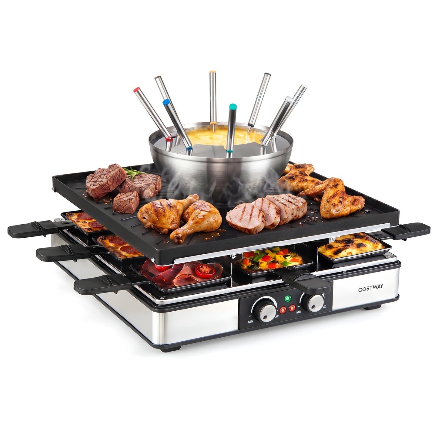 BBQ Grill With Fondue Pot Set, Adjustable Thermostats, For 8 People Outdoor Grills Black at Gallery Canada