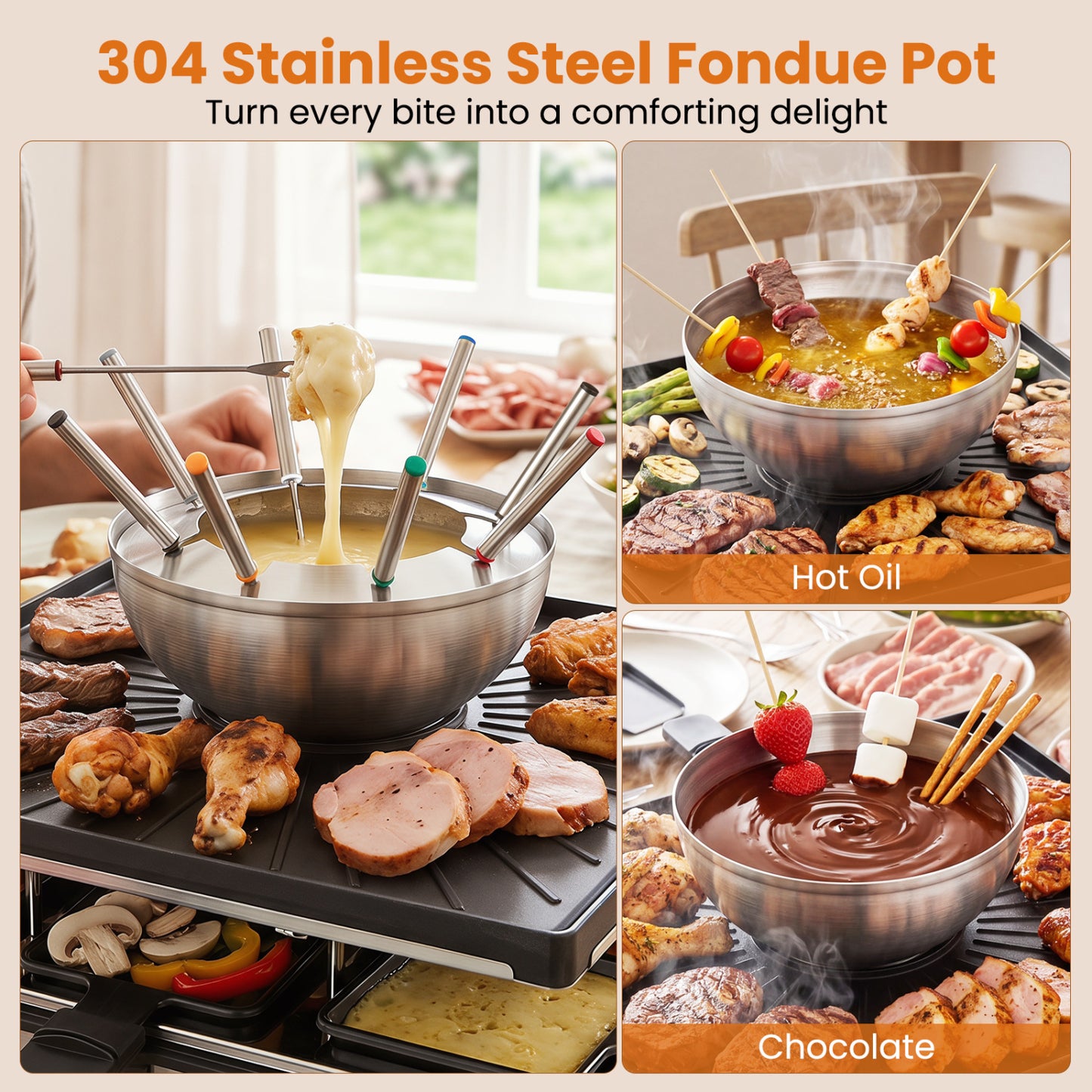 BBQ Grill With Fondue Pot Set, Adjustable Thermostats, For 8 People Outdoor Grills at Gallery Canada